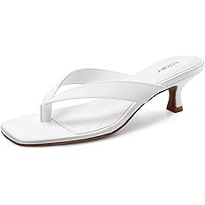 FITORY Women's Sexy Kitten Heel Flip Flops,Square Open Toe Low Heel Sandals, Slip on Comfortable ... | Amazon (US)
