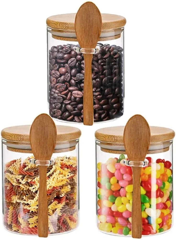 Yalucky Spice Jars, Overnight Oats Containers with Airtight Lid and Spoon, Decorative Kitchen Can... | Amazon (US)