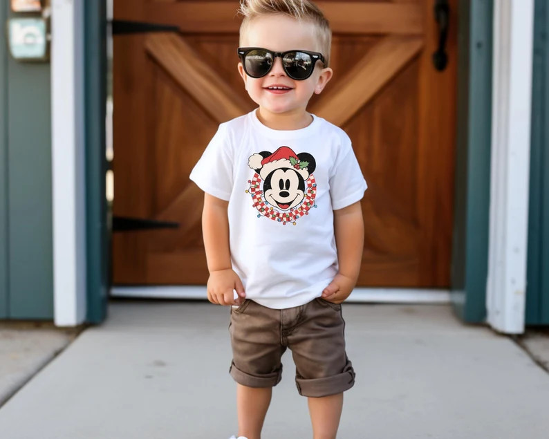 Mickey Kids Shirt, Christmas Shirt, Holiday Shirt, Disney Kids Shirt, Holiday Light Boy Shirt, Gi... | Etsy (US)