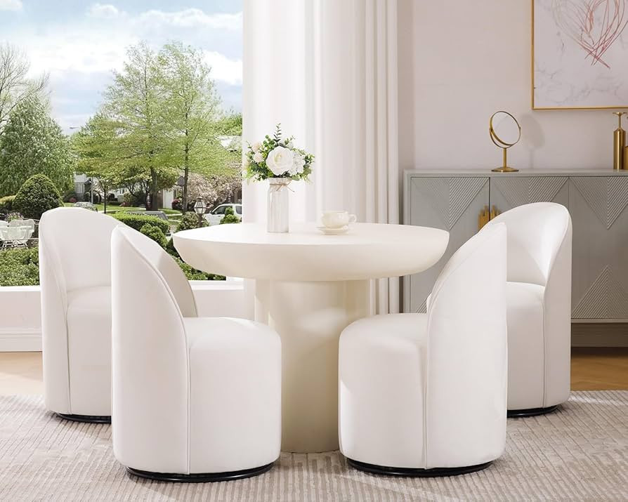 Juego de 4 sillas tapizadas de barril para cocina y comedor, modernas sillas de comedor redondas ... | Amazon (US)