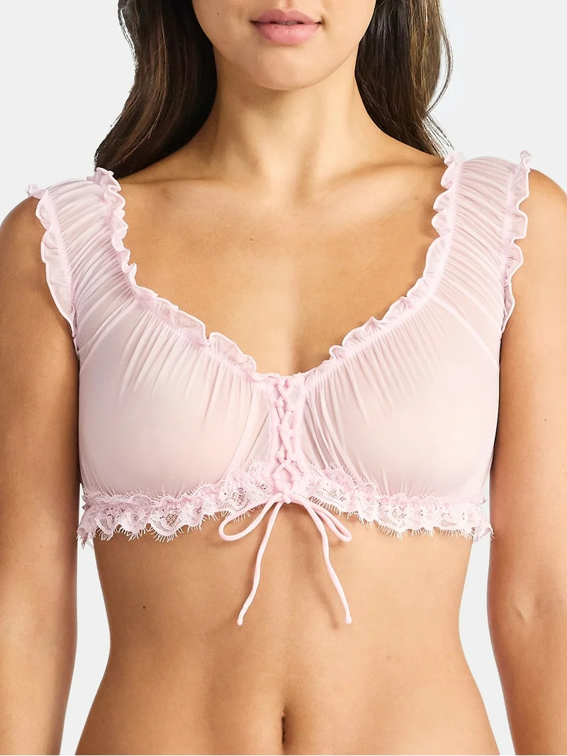 No Boundaries Valentine's Day Chiffon Bralette, Women’s | Walmart (US)