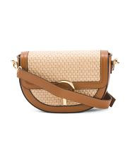 Leather Round Flap Straw Crossbody | TJ Maxx