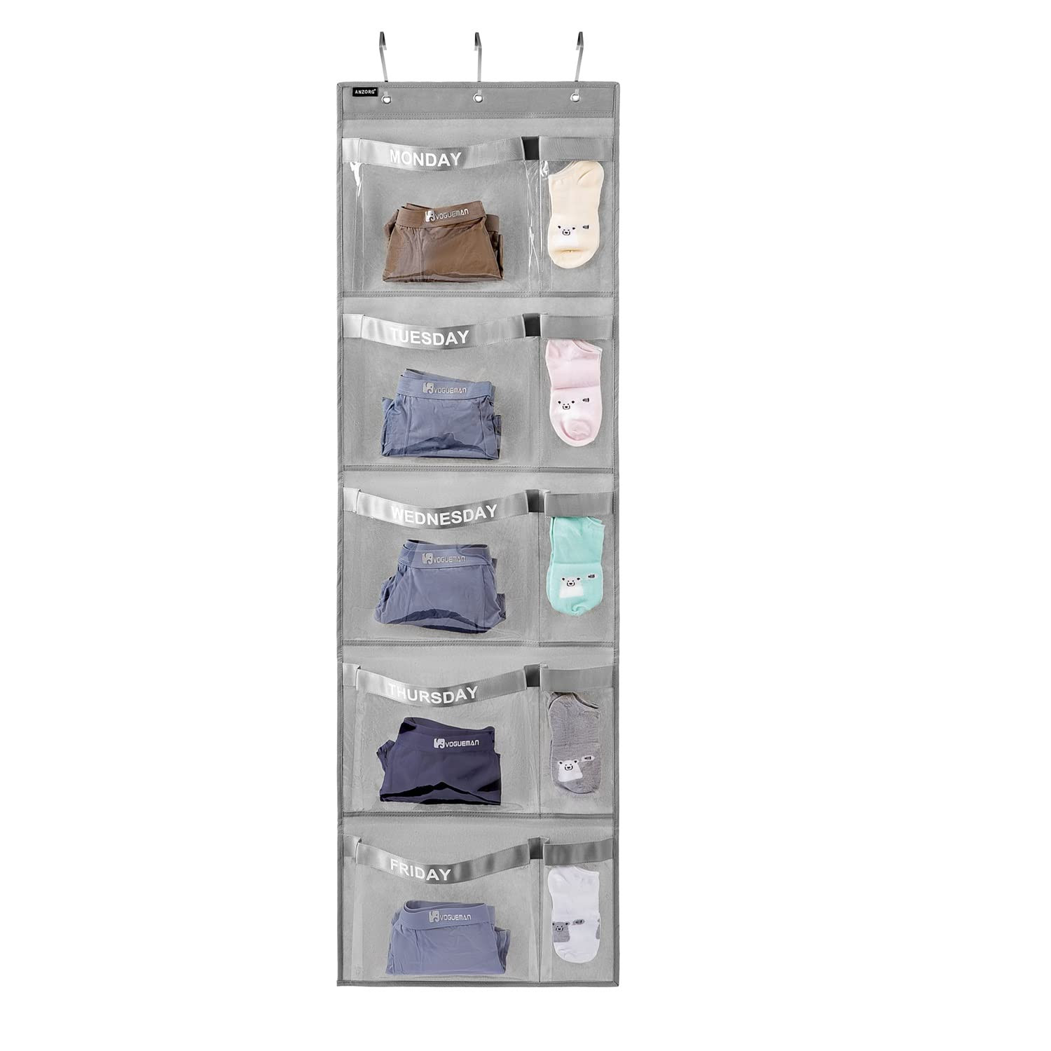 Weekly Kids Clothes Organizer Day of Week School Clothing Storage Monday to Friday Hanging Closet... | Amazon (US)