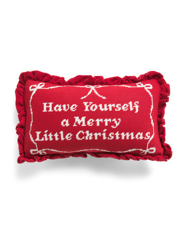 9x15 Merry Little Christmas Needlepoint Pillow | Marshalls