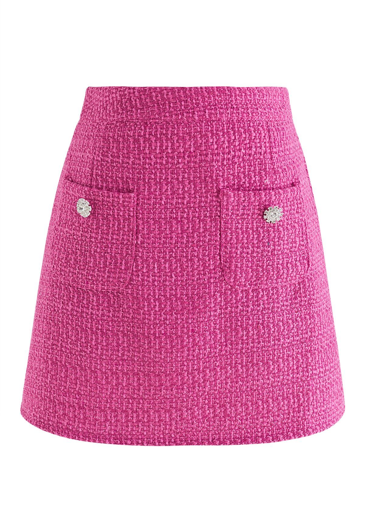 Glaring Snowflake Tweed Mini Skorts in Hot Pink | Chicwish