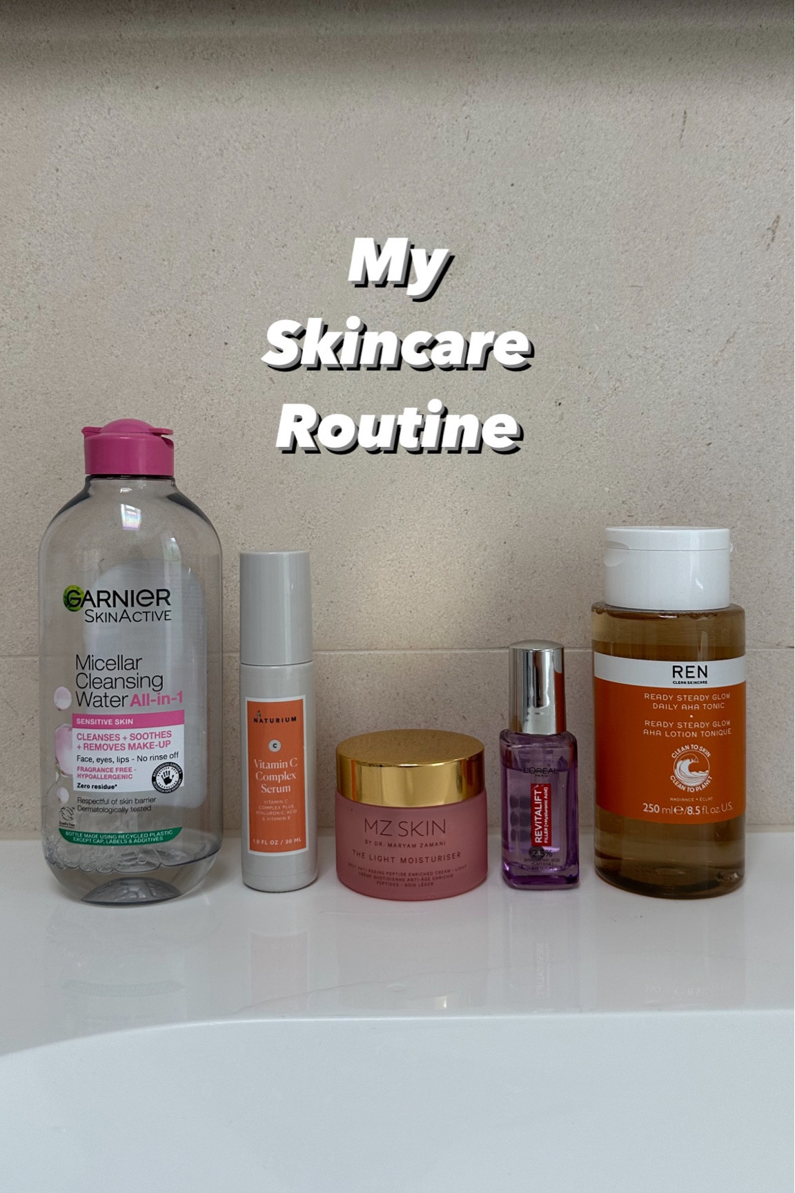 My skin is a bit sensitive and can react quite quickly to products that don't suit so I like to keep my routine very minimal. In the mornings I cleanse, use a vitamin-C serum to brighten the skin followed by a moisturiser and eye serum. In the evening after cleansing I apply an AHA tonic to help gently exfoliate and keep my pores clean. This gives the skin a lovely glow, too. I always rinse my face with cold water to tighten the appearance of the skin. I only use a tissue to dry my face as opposed to a towel as towels easily collect dirt and tend to make me break out. 

#LTKbeauty