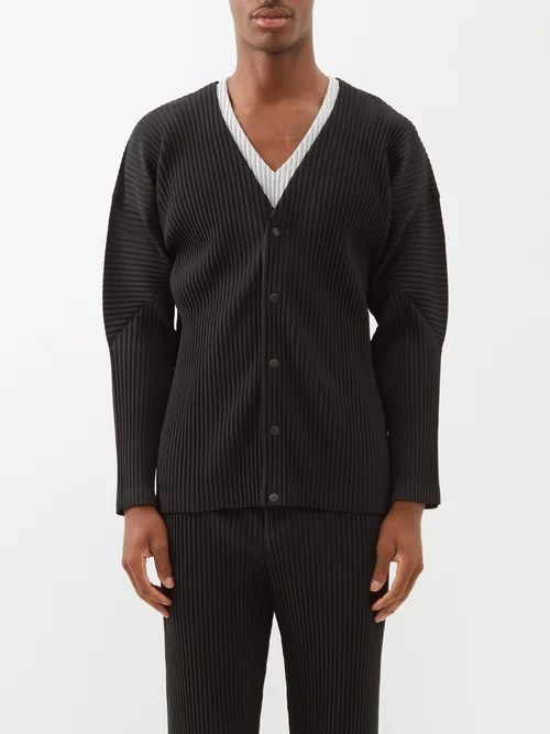 Homme Plissé Issey Miyake - Pleated Technical-jersey Cardigan - Mens - Black | Matches (UK)