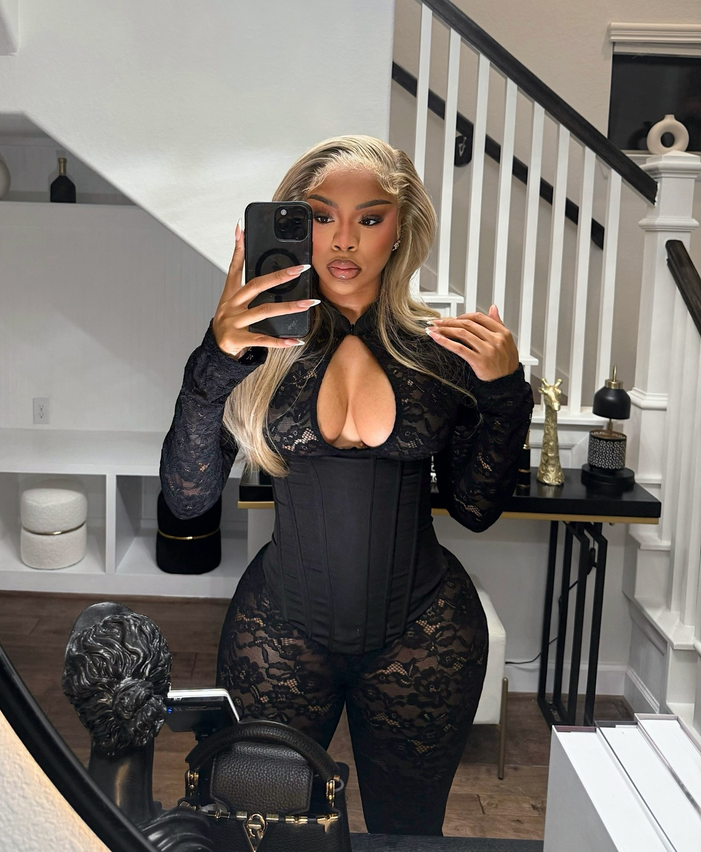 Sexy black corset lace jumpsuit, perfect for a night out! I’m wearing a US 6… I could’ve squeezed into a US 4 … & I’m a true 6 or 8. Very stretchy and size adjustable with corset. 

#LTKootd