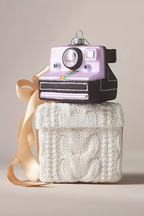 Purple Polaroid Camera Glass Ornament | Anthropologie (US)