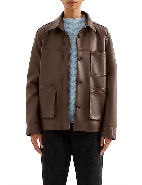 Nude Lucy Telsey Faux Leather Jacket | David Jones | David Jones (Australia & New Zealand)