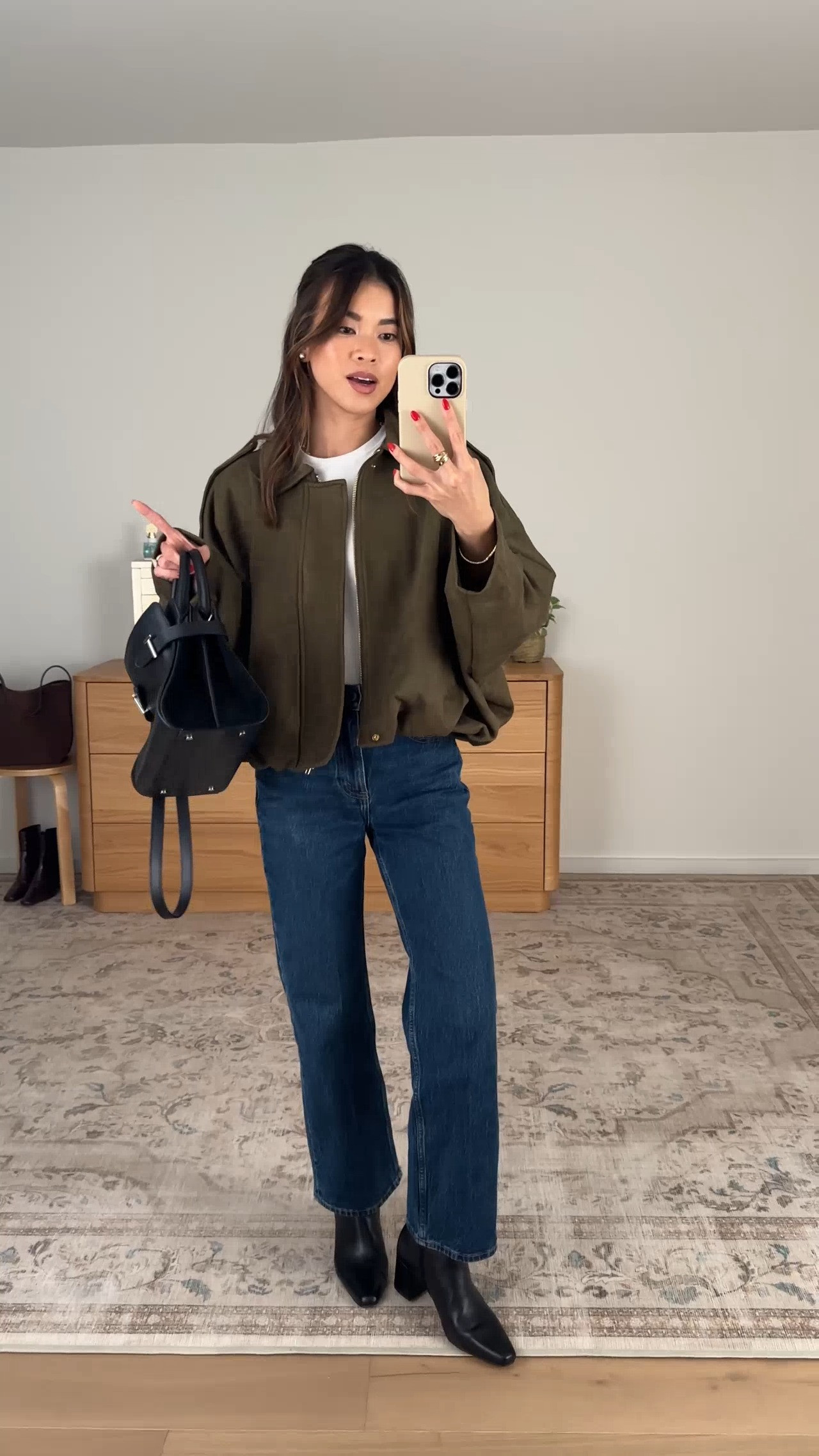 I cannot believe this jacket is from Amazon! 

Sizing info: 
-Amazon Womens Faux Suede Bomber Jacket Oversized Long Sleeve Cropped Coat (Size XS in Green) 
-Aritzia Home Stretch Tee (Size XS in White) 
-Abercrombie High Rise 90s Relaxed Jeans (Size 23 Extra short in Dark Wash) 

Amazon jacket, affordable fall jacket, fall jacket, suede jacket, bomber jacket, green jacket, fall coat, Aritzia jacket dupe, petite fashion, get dressed with me, outfit inspiration, ootd, nashville outfit, Nashville influencer, petite style, vacation style, casual outfits, mom style, petite pants, fall outfits, fall outfit info, fall pants, fall outfit idea, fall top, fall sweater, fall shoes, fall denim, fall boots, ankle boots

#LTKootd #LTKSeasonal #LTKPetite