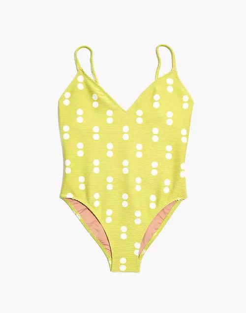 Madewell Ribbed Low-V One-Piece Swimsuit in Double Dot | Madewell