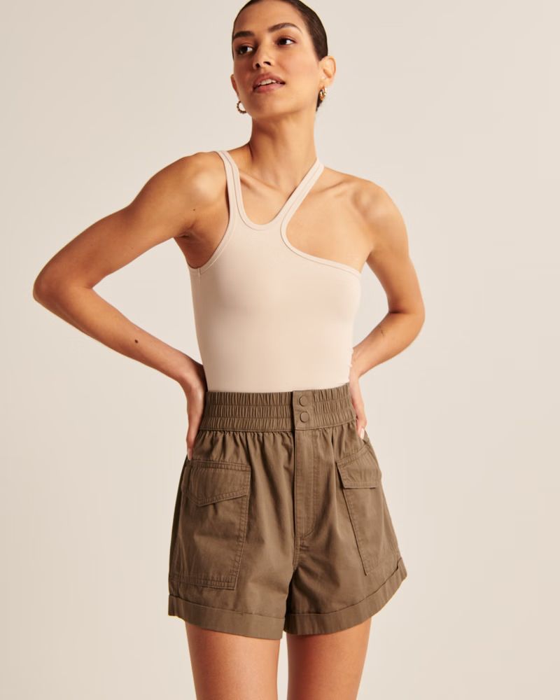 Double-Layered Seamless Fabric Asymmetrical Bodysuit | Abercrombie & Fitch (US)