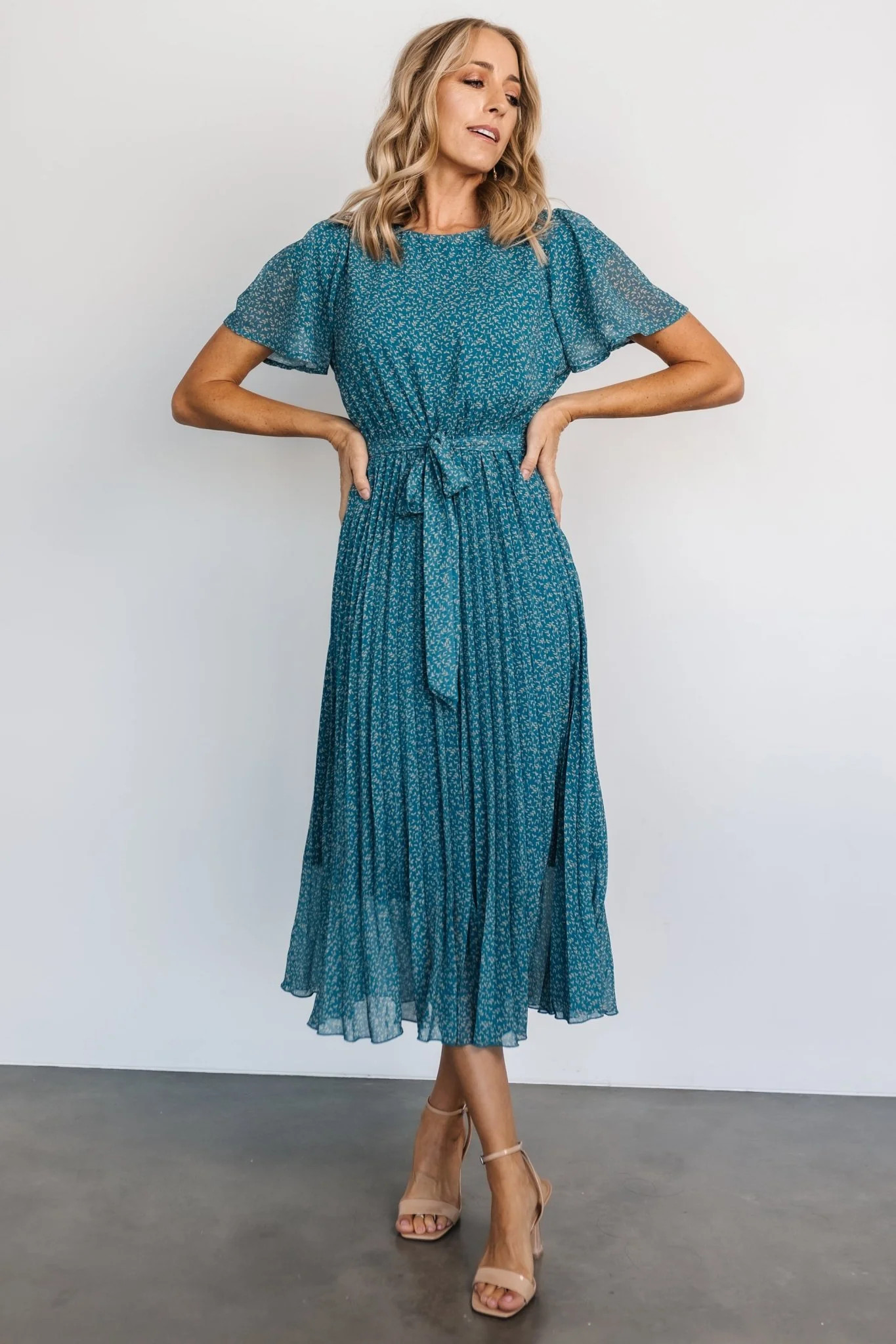 Prim Pleated Dress | Persian Blue Print | Baltic Born