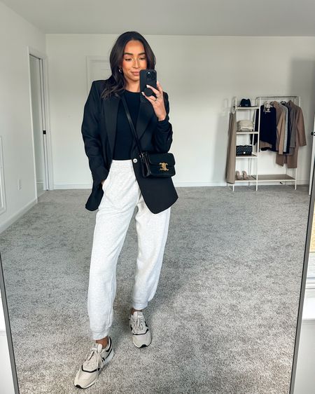 Elevated athleisure outfit - size 6 grey joggers (sized up for a more oversized fit), size Small black oversized blazer, size XS fitted sweater






Travel outfit 
Airport outfit
Casual outfit 
Athleisure 
Errands outfit 
School drop off 

#LTKtravel #LTKunder100 #LTKstyletip