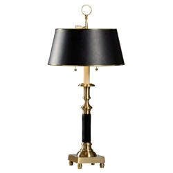 Langston Traditional Cast Brass Black Candlestick Table Lamp | Kathy Kuo Home