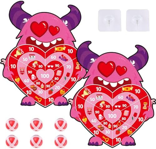 chiazllta 2Pcs Valentine's Day Dart Board Sticky Balls Toys Games Cartoon Monster Darts with 6 St... | Amazon (US)