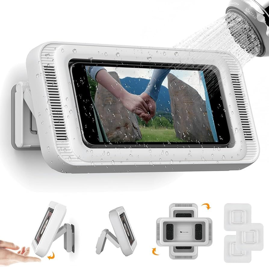 Waterproof Shower Phone Holder with 360° Rotation, Angle Adjustable, Enhanced Sound Quality, Wal... | Amazon (US)