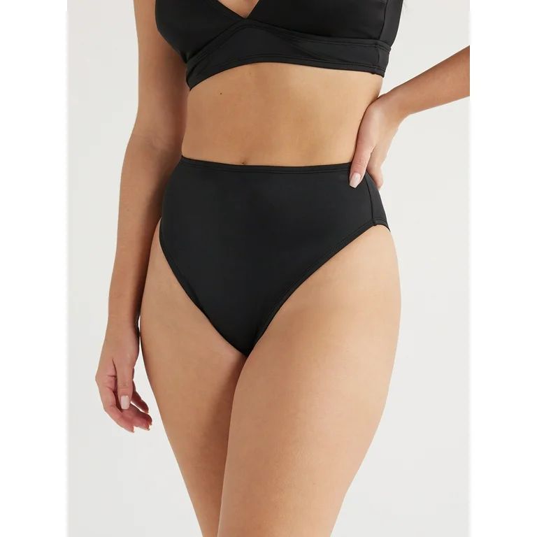 Sofia by Sofia Vergara Women's and Plus Solid Rich Black High Waisted Bikini Bottoms, Sizes XS-2X | Walmart (US)