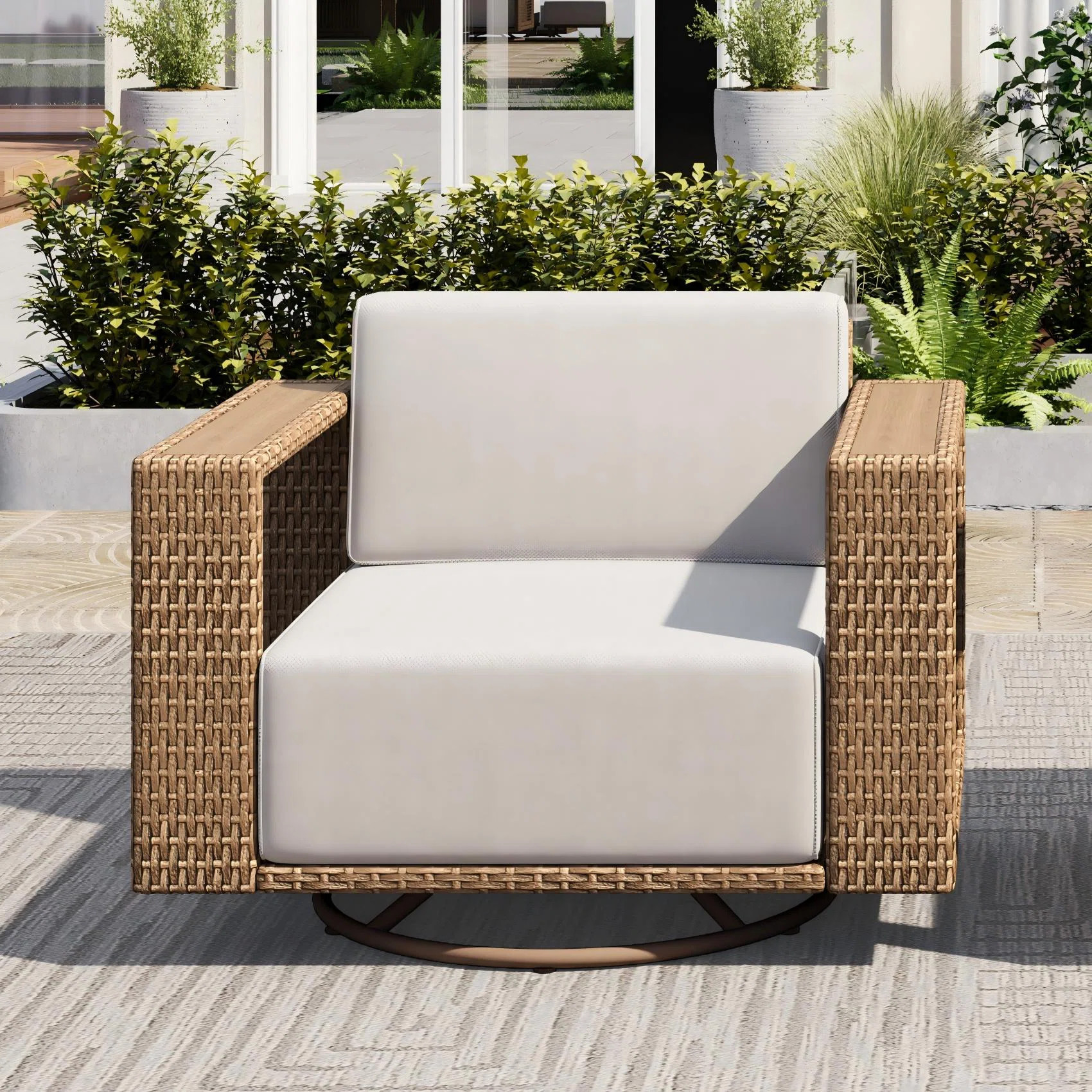 Latitude Run® Wicker Armrest Swivel Chair & Reviews | Wayfair | Wayfair North America