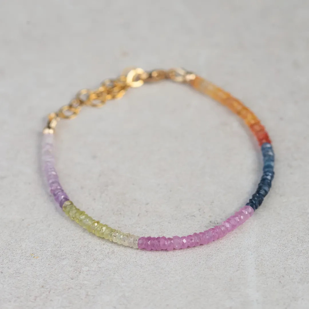 14K GOLD multisapphire bracelet - soft feminine sapphire jewelry [EBRM1680] Precious Bracelet-Mul... | Etsy (US)