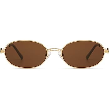 Retro Oval Sunglasses for Women Men 90s Small Round Rectangle Aesthetic Frame Vintage Y2k Sunnies... | Amazon (US)