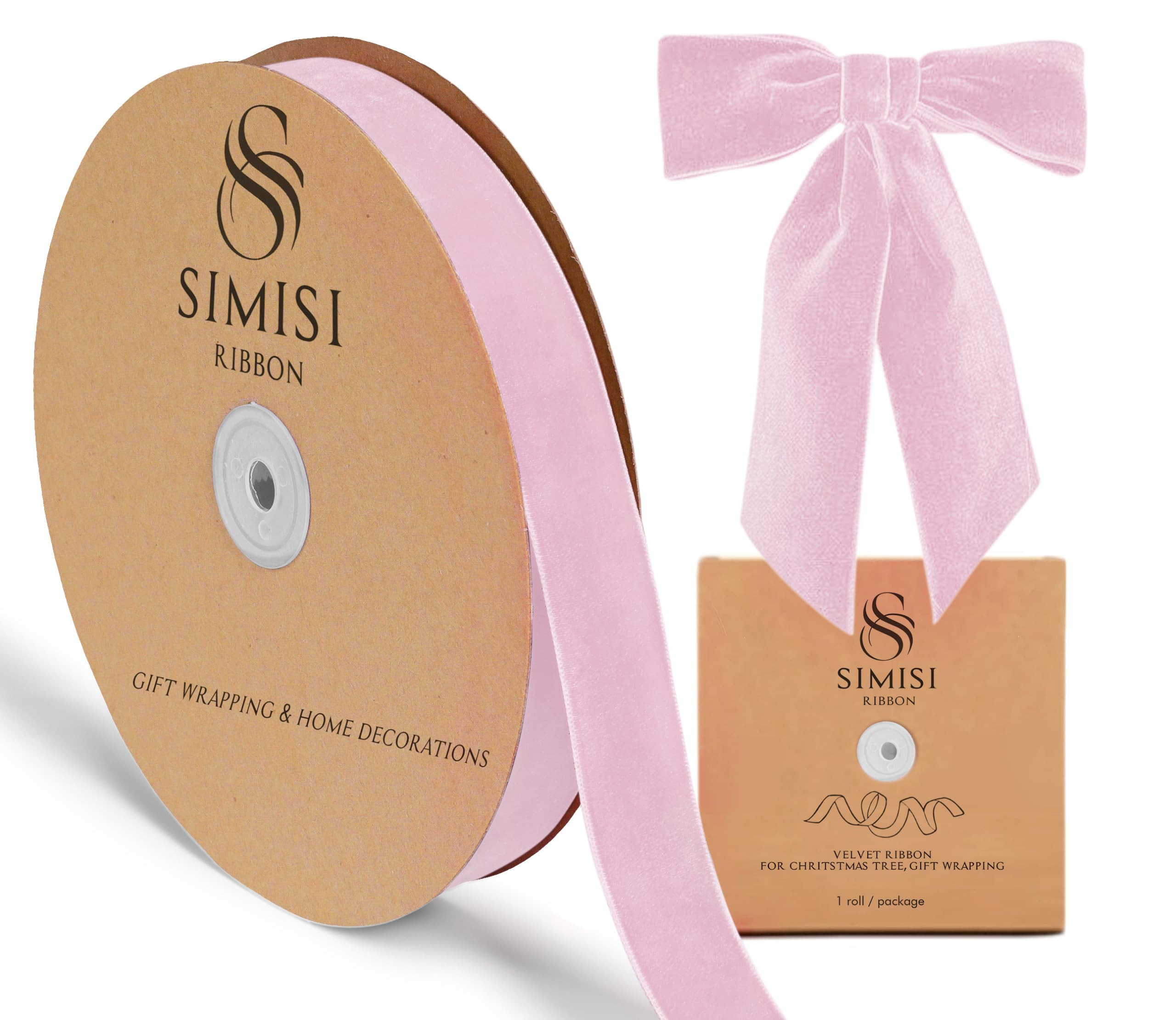 Pink Velvet Ribbon 1'' 25 Yards for Christmas Tree, Gift Wrapping, Flower Bouquet, Wreath Decorat... | Amazon (US)