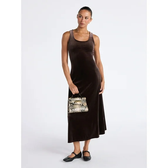 Time and Tru Women's Velvet Tank Maxi Dress, Sizes XS-XXXL | Walmart (US)