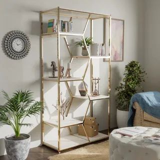 Silver Orchid Marion 72-inch Metal Glam Display Bookcase | Bed Bath & Beyond