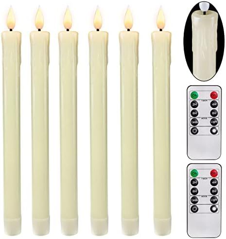 Homemory LED Flameless Taper Candles with Timer, 9.6 Inches Ivory Flameless Candlesticks, Dripless R | Amazon (US)