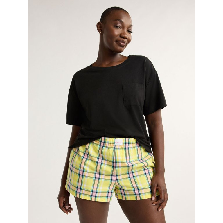 Joyspun Women's and Women’s Plus Woven Pajama Boxer Shorts, Sizes XS to 3X | Walmart (US)