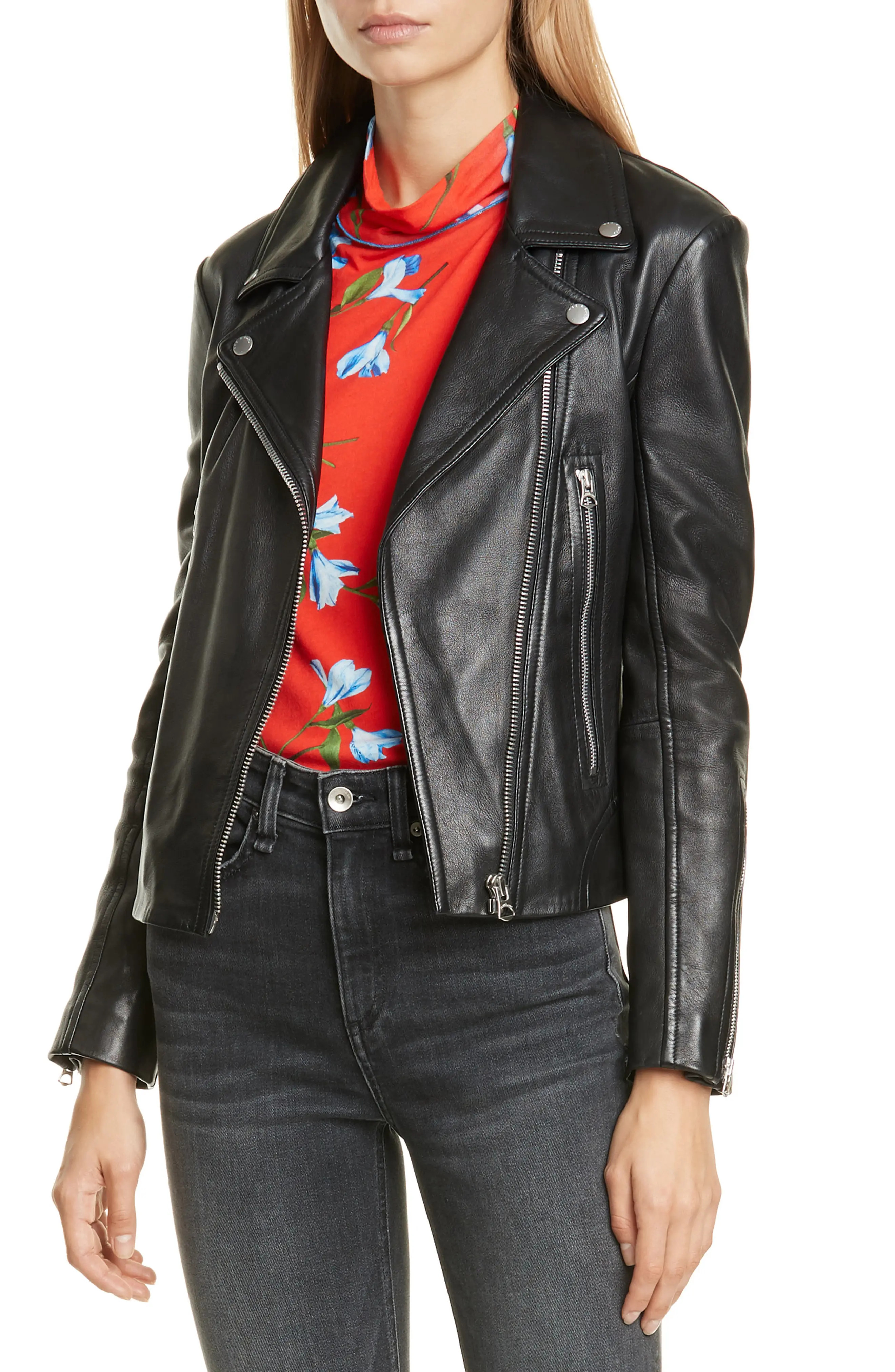 Women's Rag & Bone Mack Lambskin Leather Jacket, Size X-Small - Black | Nordstrom