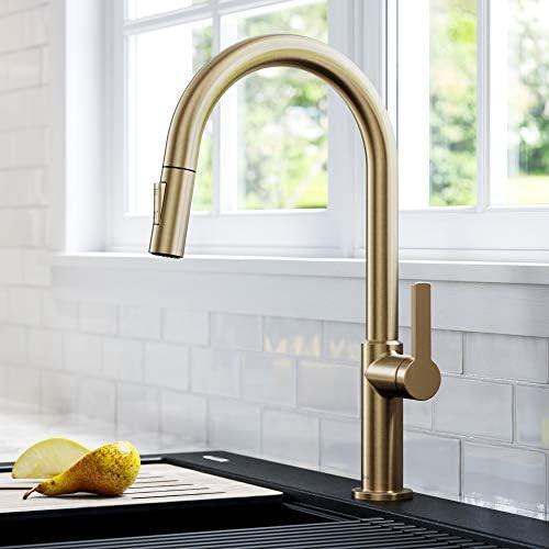 Kraus KPF-2820SFACB Oletto Single Handle Pull-Down Kitchen Faucet, 17 Inch, Antique Champagne Bro... | Amazon (US)