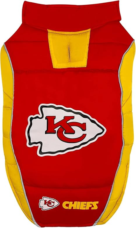 Pets First Kansas City Chiefs Puffer Vest, Small, Waterproof Dog Coat, NFL Licensed Pet Warming S... | Amazon (US)