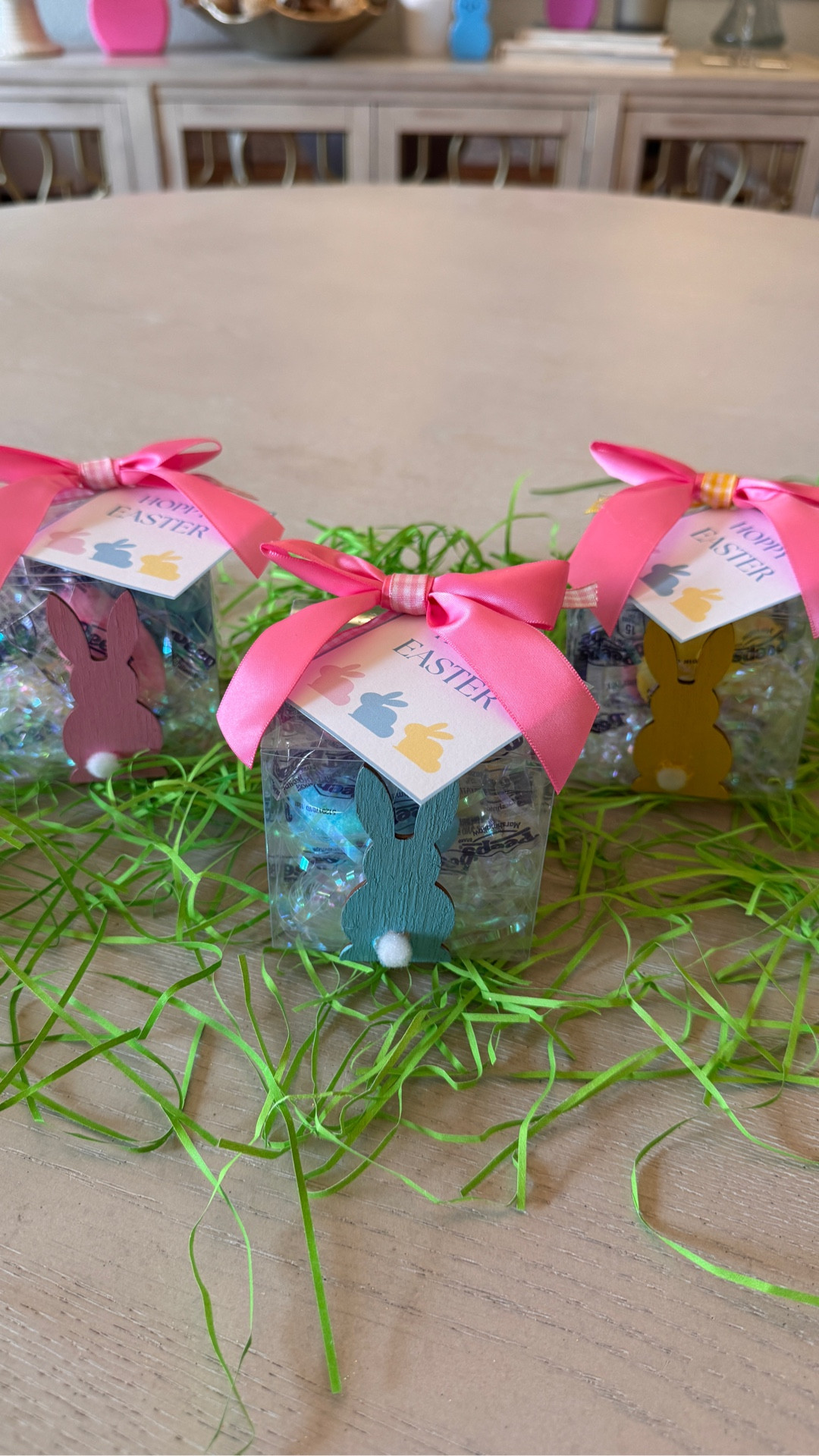 I found the cutest little rabbits at Dollar Tree and had to turn them into a fun Easter gift idea! These little treat boxes are so easy to make and would be perfect as Easter gifts, place settings, or a sweet surprise for friends, kids, or teachers.

Just add a bow, a tag, and a little bunny for the cutest finished look.

#eastergiftideas
#easterdiy
#dollartreefinds
#diygifts
#eastertreats

#LTKOver40 #LTKSeasonal #LTKHome