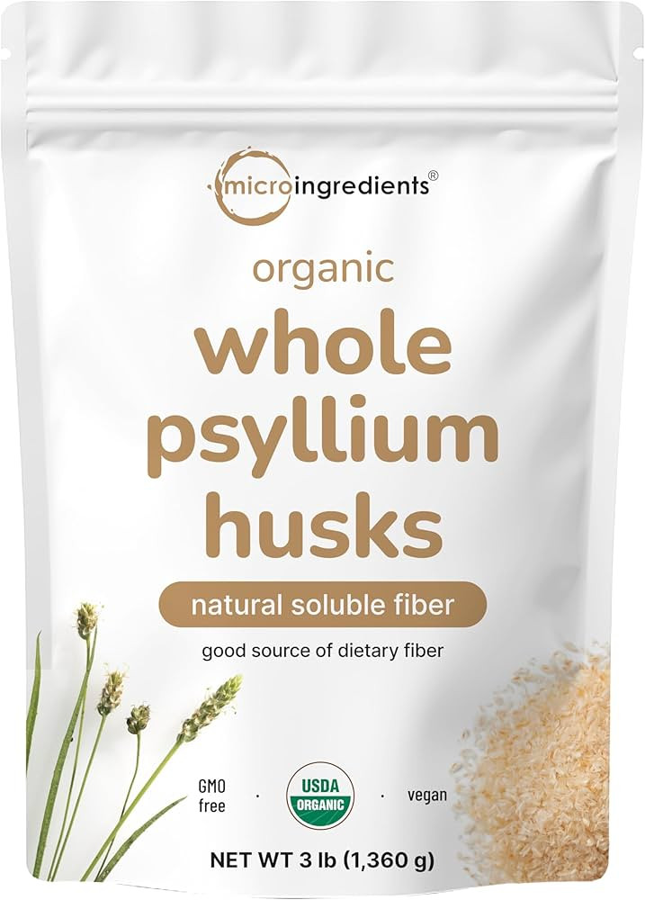 Micro Ingredients Organic Whole Psyllium Husks, 3lbs | Daily Soluble Fiber Supplement with Prebio... | Amazon (US)