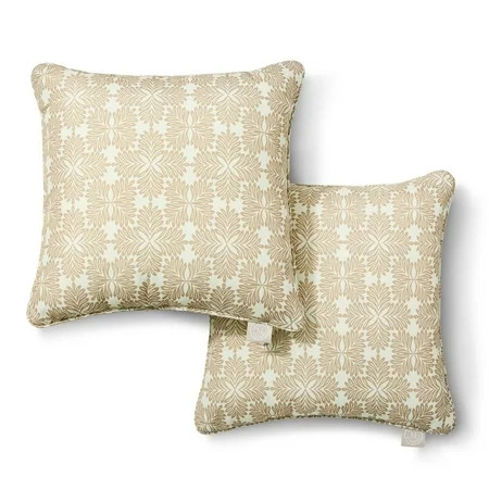 MARTHA STEWART Tulum Indoor Outdoor Decorative Pillow 2-Pack Set, UV Fade Resistant, Water Repellent, Printed Modern Design, Taupe, 18"x18" | Walmart (US)