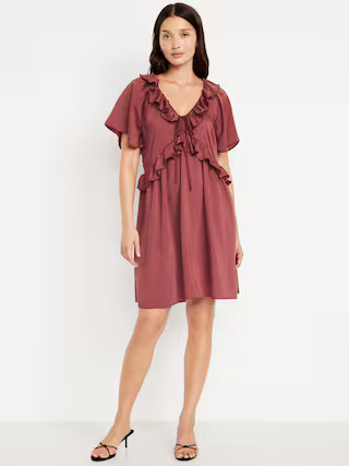 Satin Ruffle Mini Dress | Old Navy (US)