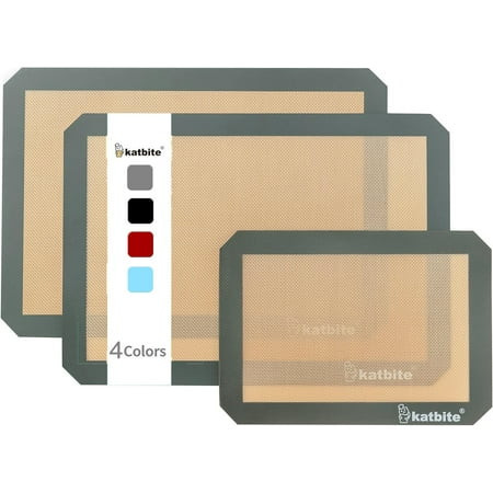 Katbite Silicone Baking Mat Set 11.6 in x 16.5 in Reusable & Nonstick Bakeware Liners 3 Pieces | Walmart (US)