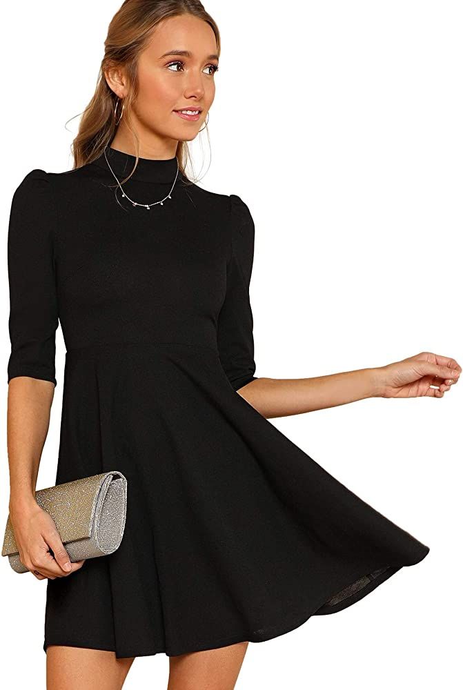 Floerns Women's Mock Neck Fit and Flare Work Cocktail Dress | Amazon (US)