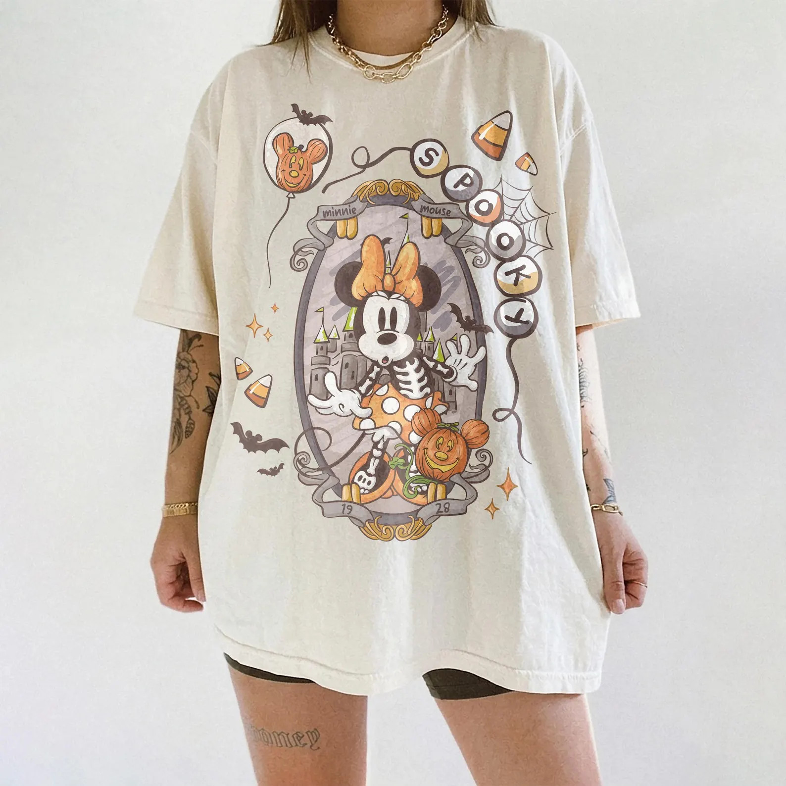 Custom Disney Halloween Ghost Shirt, Retro Mickey Minnie Skeleton Tee, Vintage Spooky Cameo Frame... | Etsy (Global)