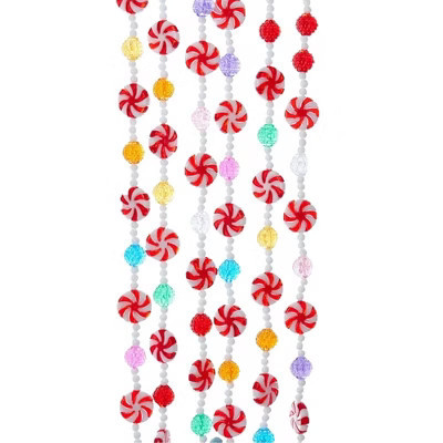 Kurt Adler Christmas Decorations Plastic Garland, Hard Candy with Peppermint Rounds, Multicolored, 9ft | Target