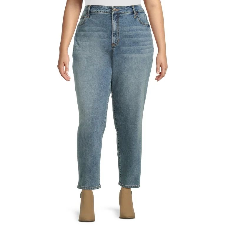 Terra & Sky Women's Plus Size Ultra High Rise Mom Jeans - Walmart.com | Walmart (US)