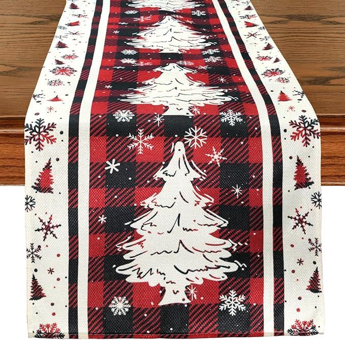 Buffalo Plaid Christmas Tree Table Runner, Red, 13x72 Inch | Amazon (US)