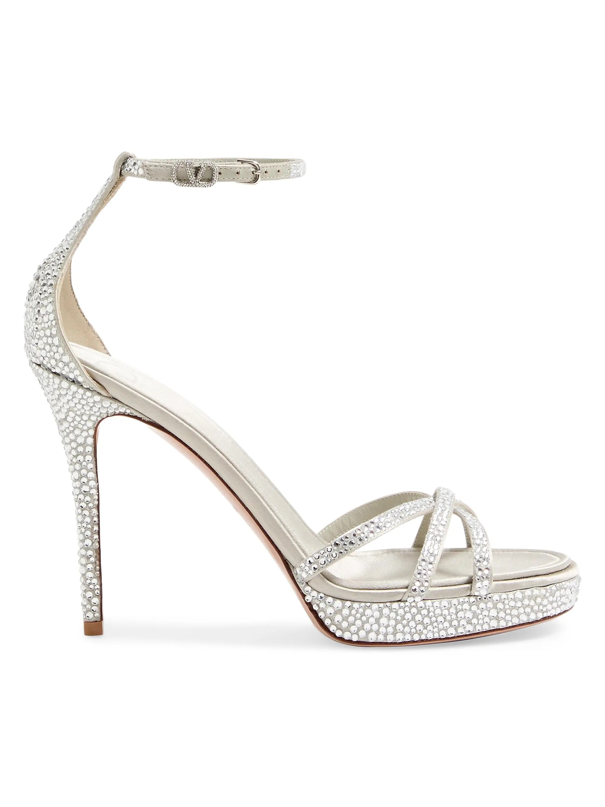 Valentino Garavani Eveninglam 120MM Platform Sandals with Crystals | Saks Fifth Avenue | Saks Fifth Avenue