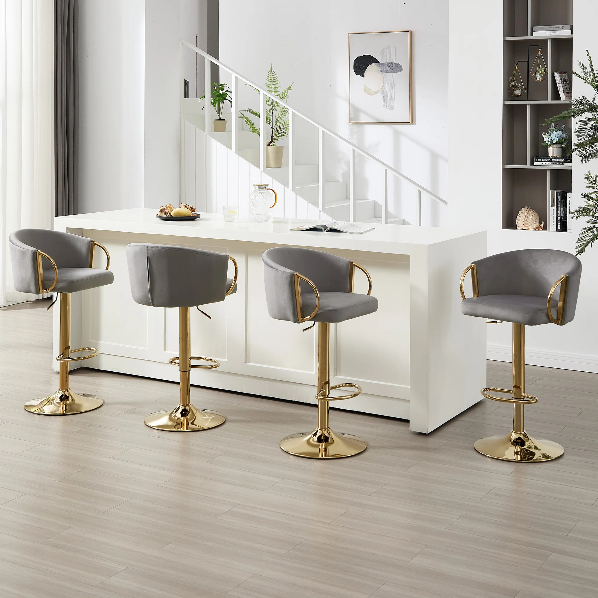 Everly Quinn Swivel Adjustable Height Bar Stool With Metal Frame & Reviews - Wayfair Canada | Wayfair North America
