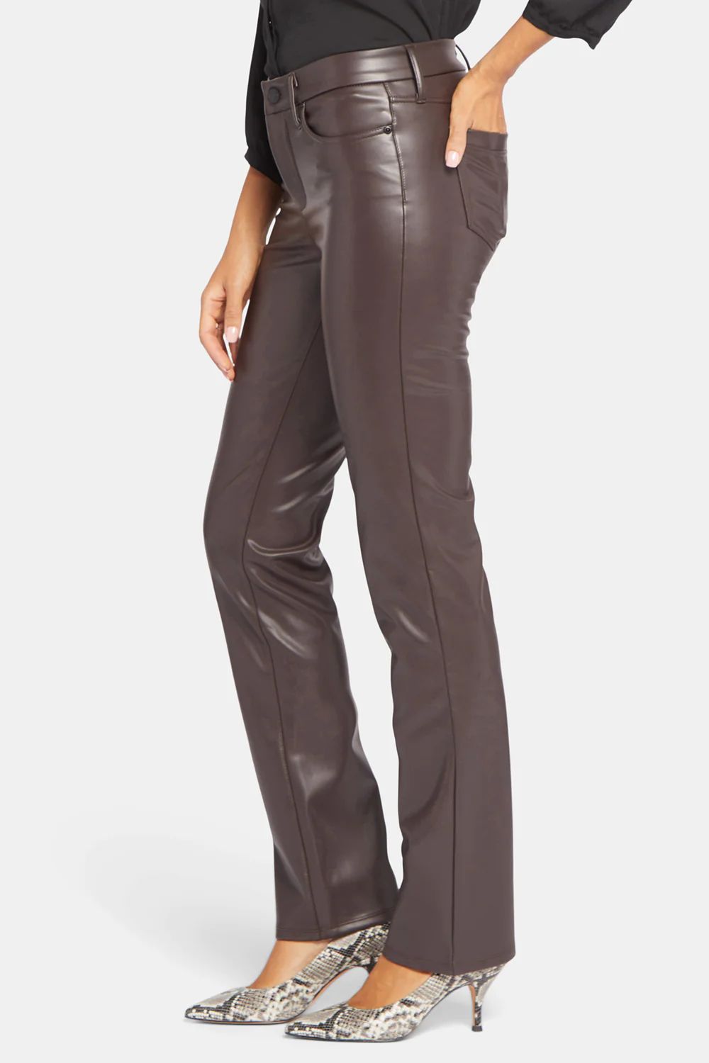 Faux Leather Marilyn Straight Pants - Cordovan | NYDJ