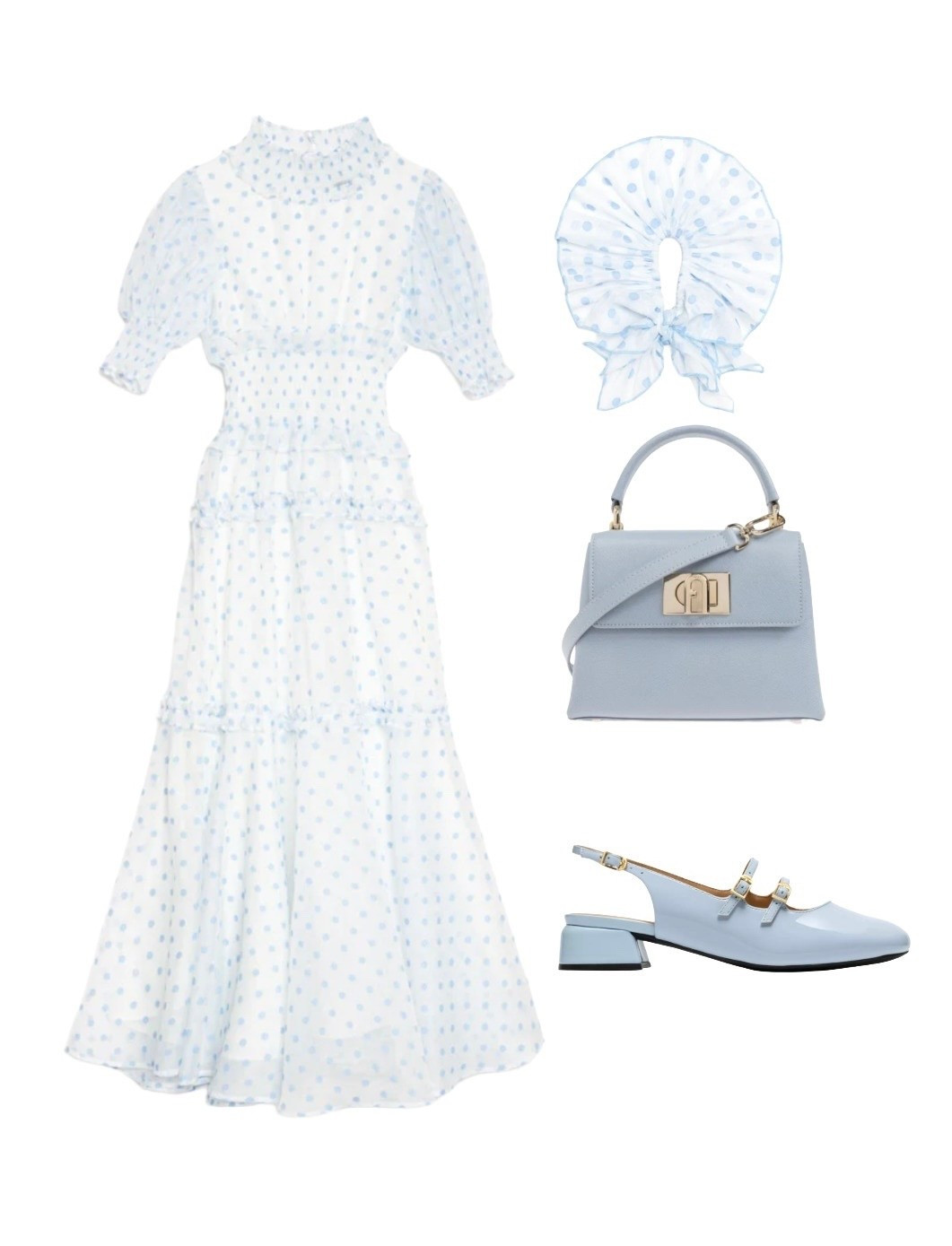
As floaty numbers go, this new season white floaty dress with blue polka dots is utterly magical. Style with ladylike pale blue accessories to complement this fairytale look 🩵

Stipple White Blue Polka Dot Maxi Dress and  Stipple Polka Dot Scrunchie - NEW IN at Sister Jane

1927 Mini Top Handle Bag in Blue Leather - Furla 20% off at Farfetch  

Blue Patent Slingbacks - Clarks 

#LTKuk #LTKspringtrends #LTKspring
