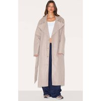 Taupe Oversized Wool Look Trench Coat | PrettyLittleThing UK