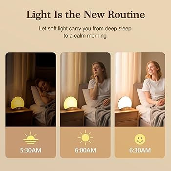 REACHER Wood Grain Sunrise Alarm Clock and Sound Machine Nightlight, Digital Dimmable Clock for B... | Amazon (US)